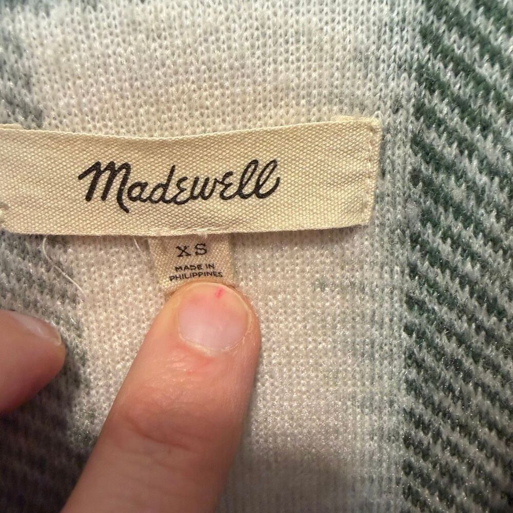 Madewell Plaid Cropped Jacket XS Green Cream Button Front Fall Shacket Coat - Picture 4 of 7